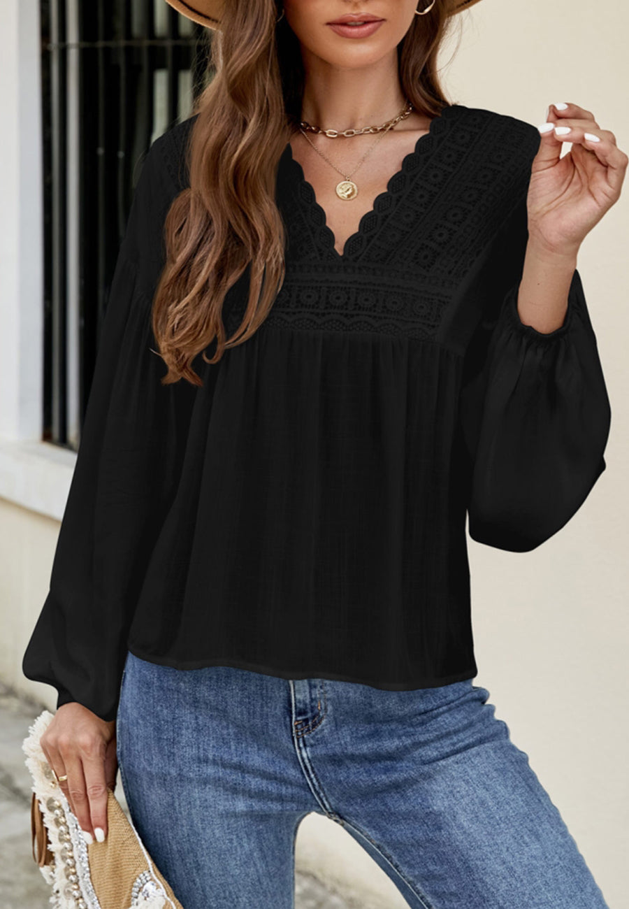 Crochet Trim Bohemian Blouse