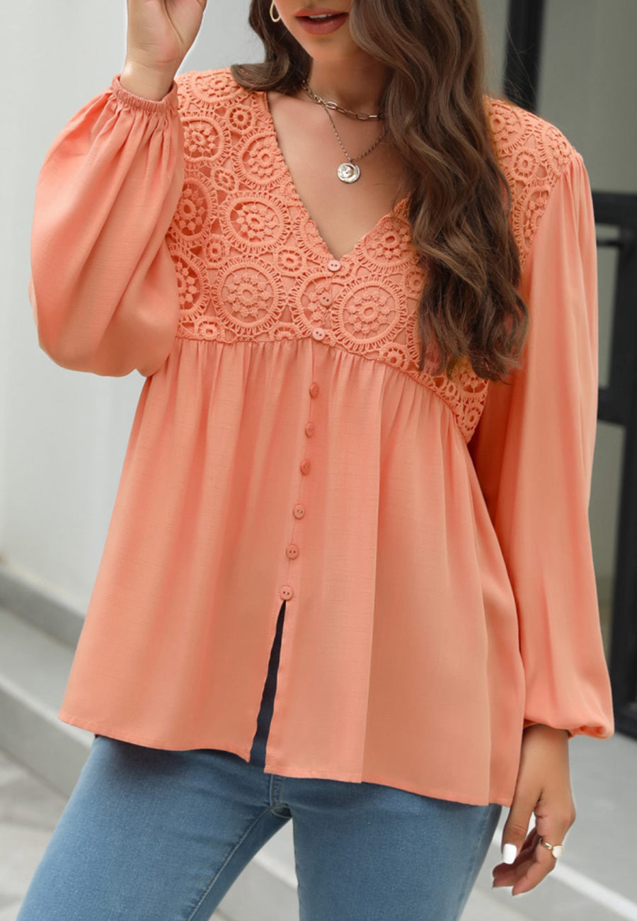 Floral Patterned Lantern Blouse