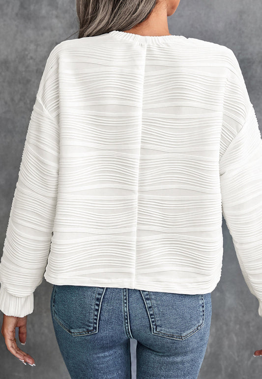 Round Neck Wavy Textured Sweater