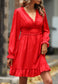 Lace V-Neck Ruffle Swing Dress