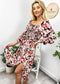 Square Neck Shirred Floral Dress