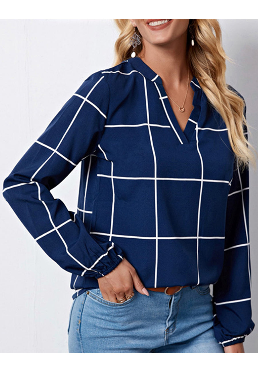 Grid Pattern Classic Blouse