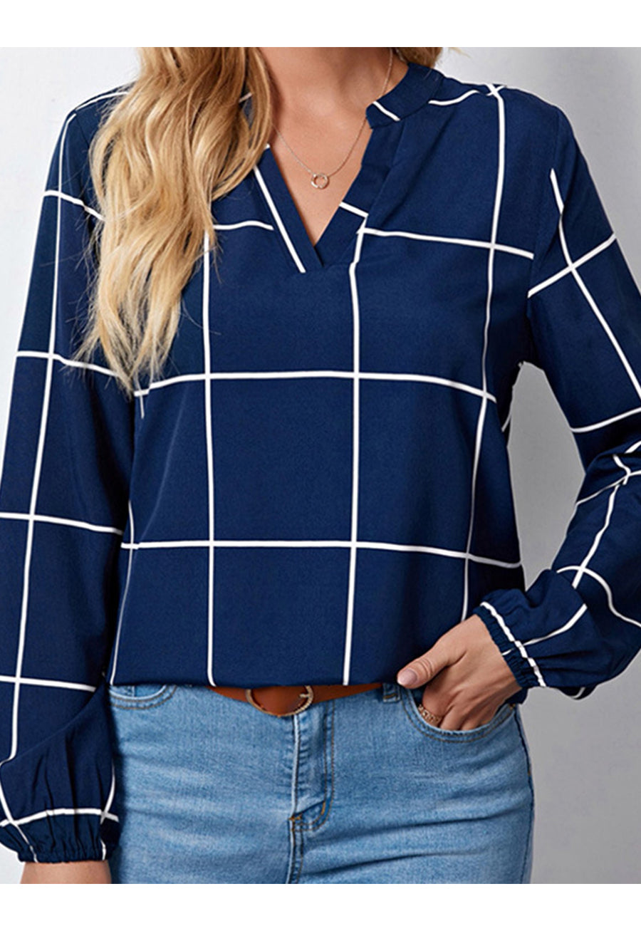 Grid Pattern Classic Blouse