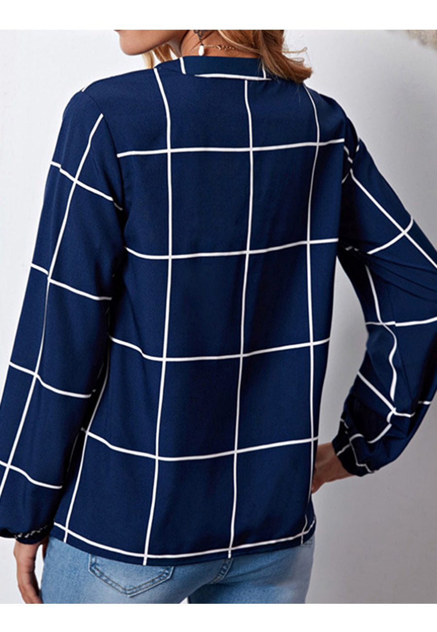 Grid Pattern Classic Blouse