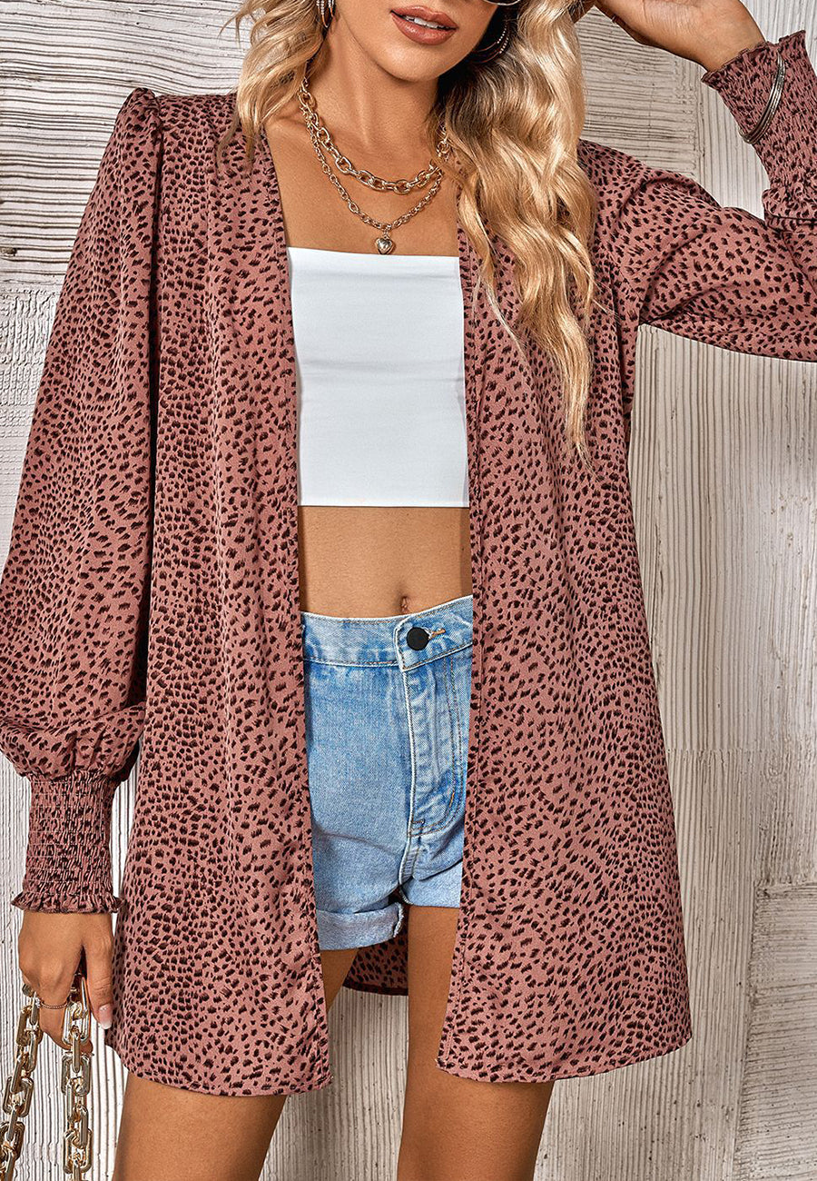 Animal Print Bishop Sleeve Jacket