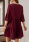 Solid Ruffle Sleeve Tiered Dress