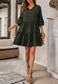 Solid Ruffle Sleeve Tiered Dress