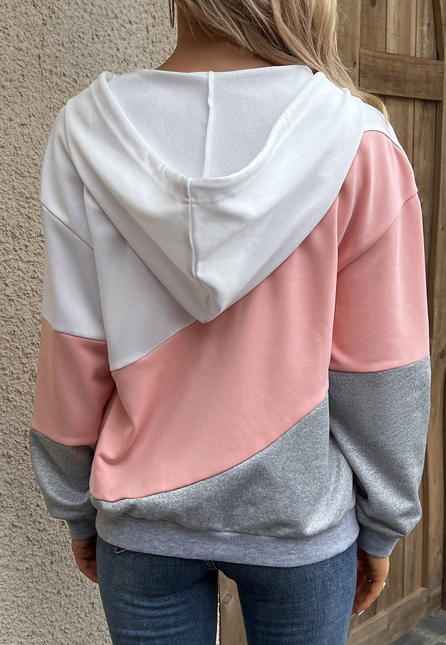 Tri-Tone Henley Style Hoodie