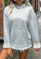 Solid Color Lace Trimmed Hoodie