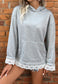 Solid Color Lace Trimmed Hoodie