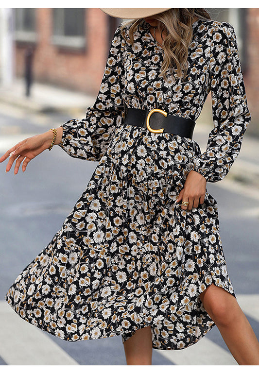 Vintage Floral Fall Midi Dress