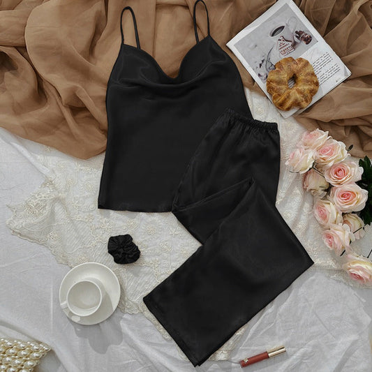 Satin Cowl Tank and Pajama Pants