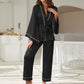 Contrast Piping Robe Top and Pajama