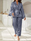 Contrast Piping Robe Top and Pajama