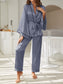 Contrast Piping Robe Top and Pajama