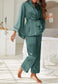 Contrast Piping Robe Top and Pajama