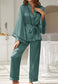 Contrast Piping Robe Top and Pajama