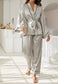 Contrast Piping Robe Top and Pajama