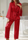 Contrast Piping Robe Top and Pajama