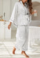 Contrast Piping Robe Top and Pajama