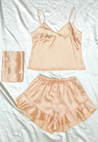 Satin Tank and Ruffle Hem Shorts