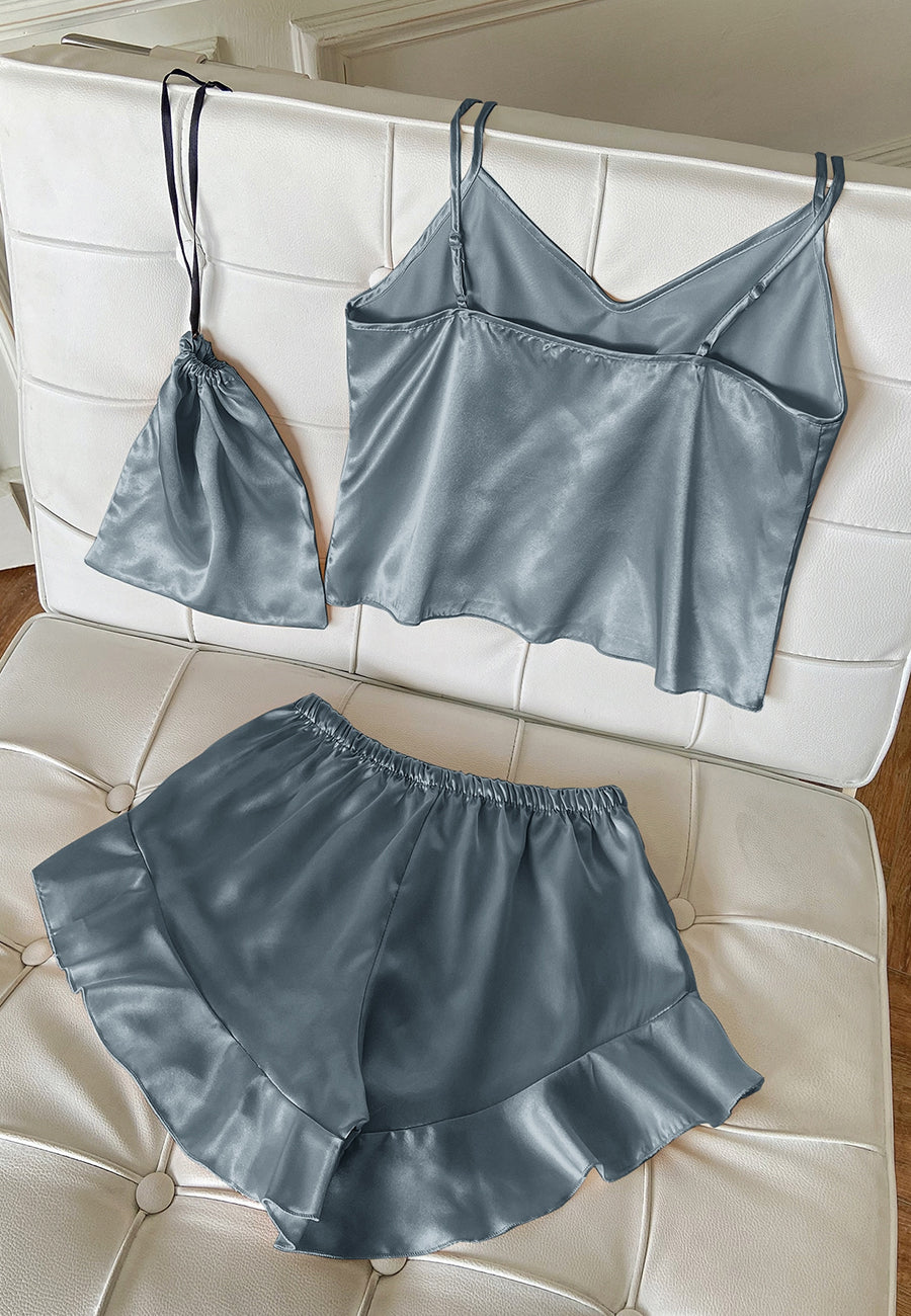 Satin Tank and Ruffle Hem Shorts