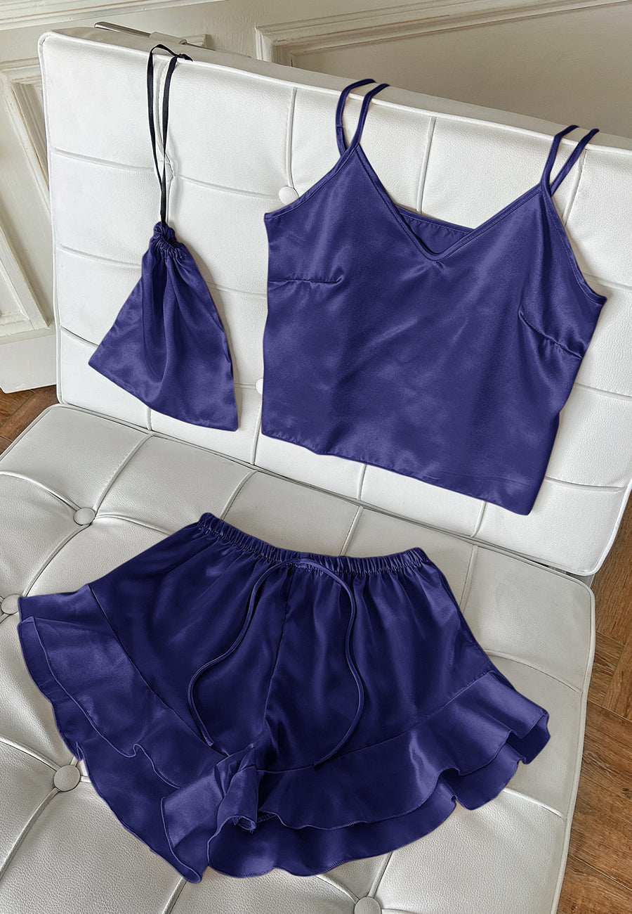 Satin Tank and Ruffle Hem Shorts