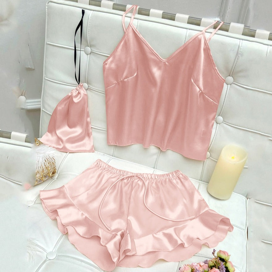 Satin Tank and Ruffle Hem Shorts