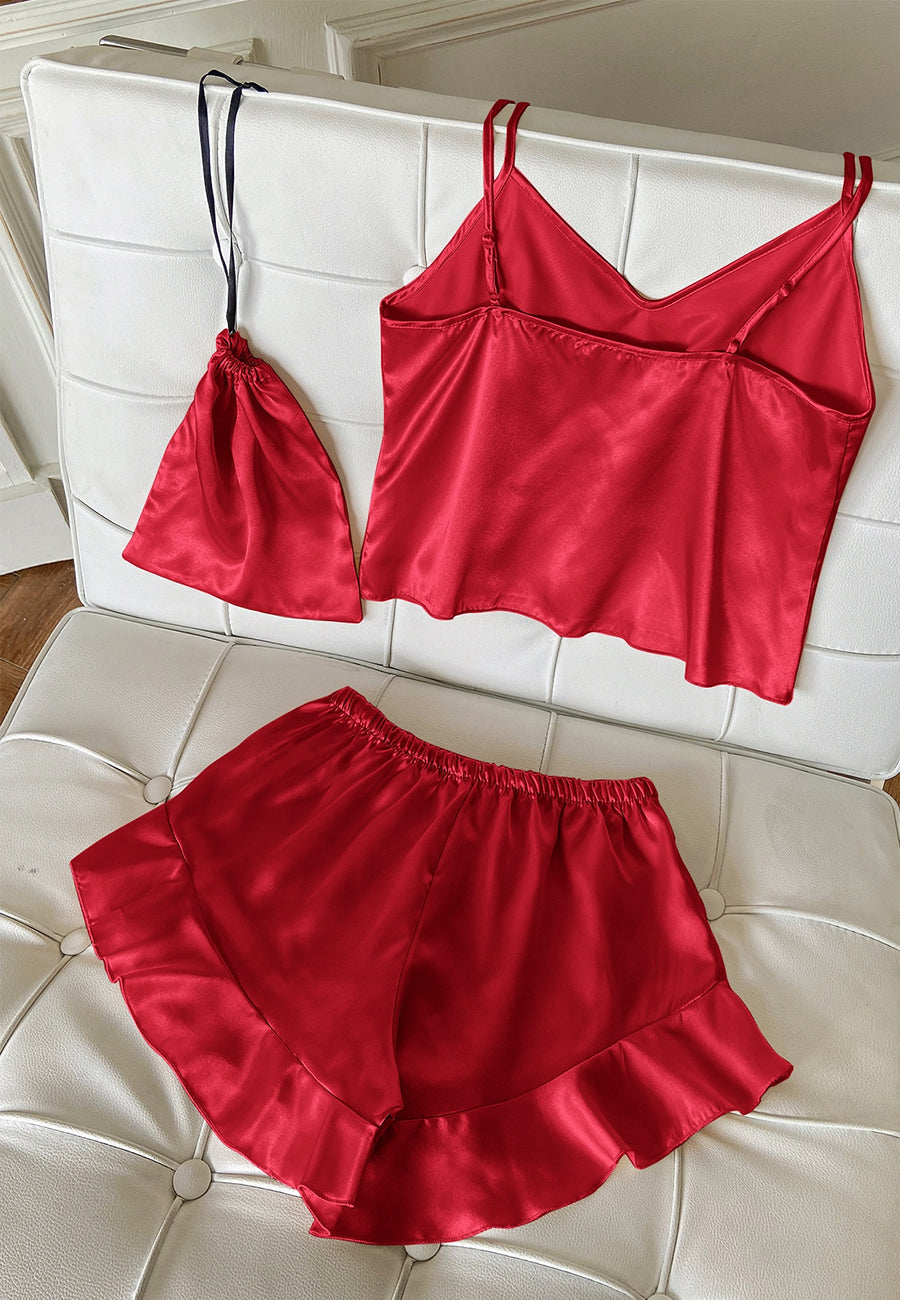 Satin Tank and Ruffle Hem Shorts