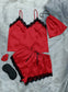 Lace Trim Satin Lounge Set