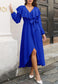 Ruffle Surplice Neck Wrap Dress