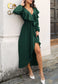 Ruffle Surplice Neck Wrap Dress