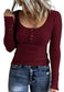 Ribbed Knit Fitted Henley Top