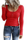 Ribbed Knit Fitted Henley Top