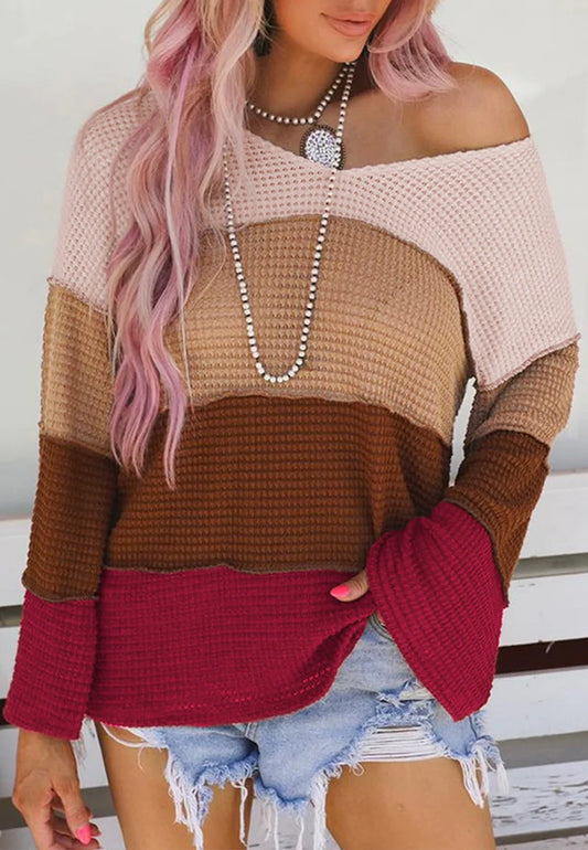 Textured Knit Multicolor Sweater