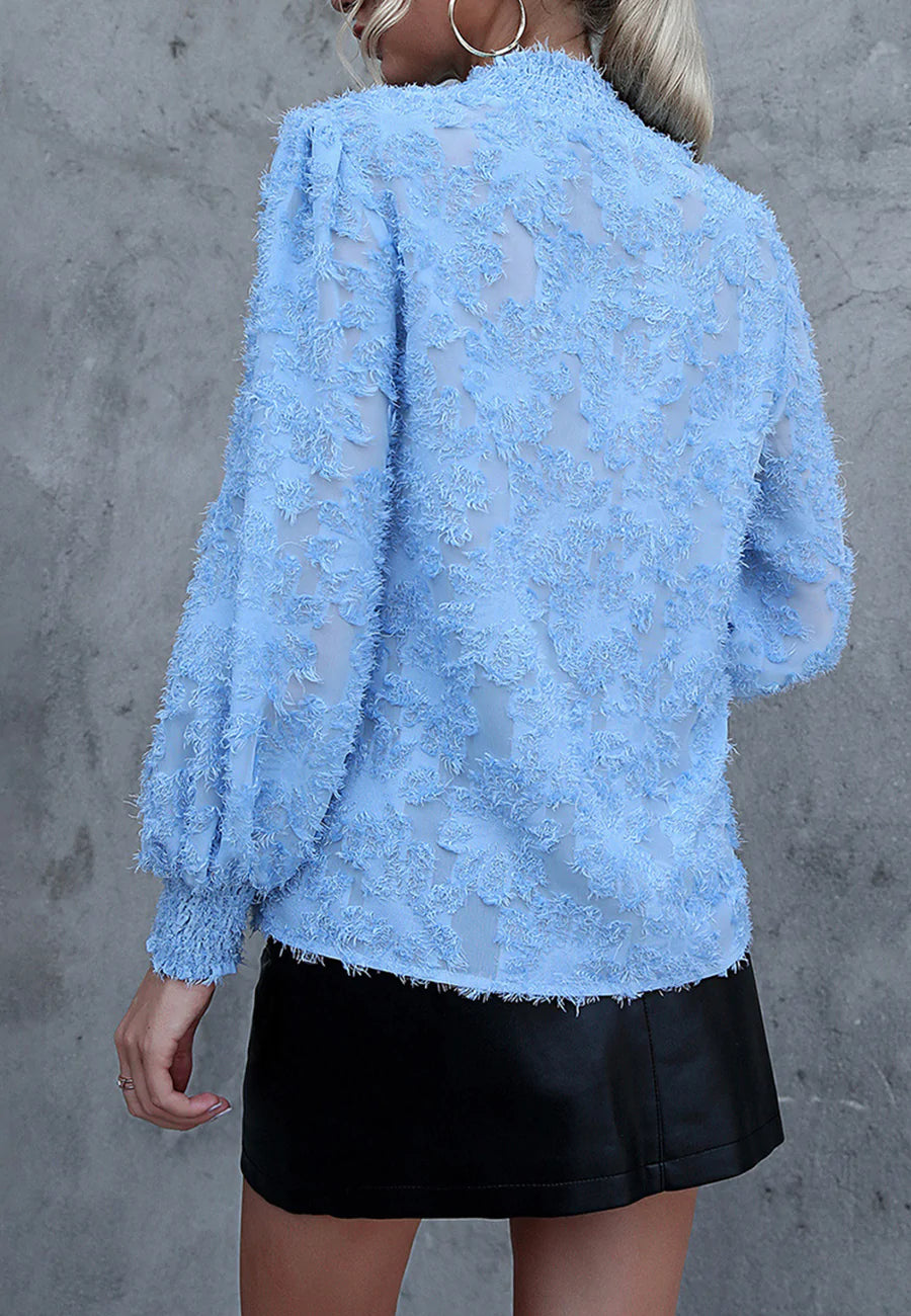 Shirred Neck Lace Blouse