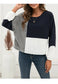 Geometric Color Block Basic Sweater