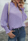 Swiss Dot Shirred Cuff Blouse