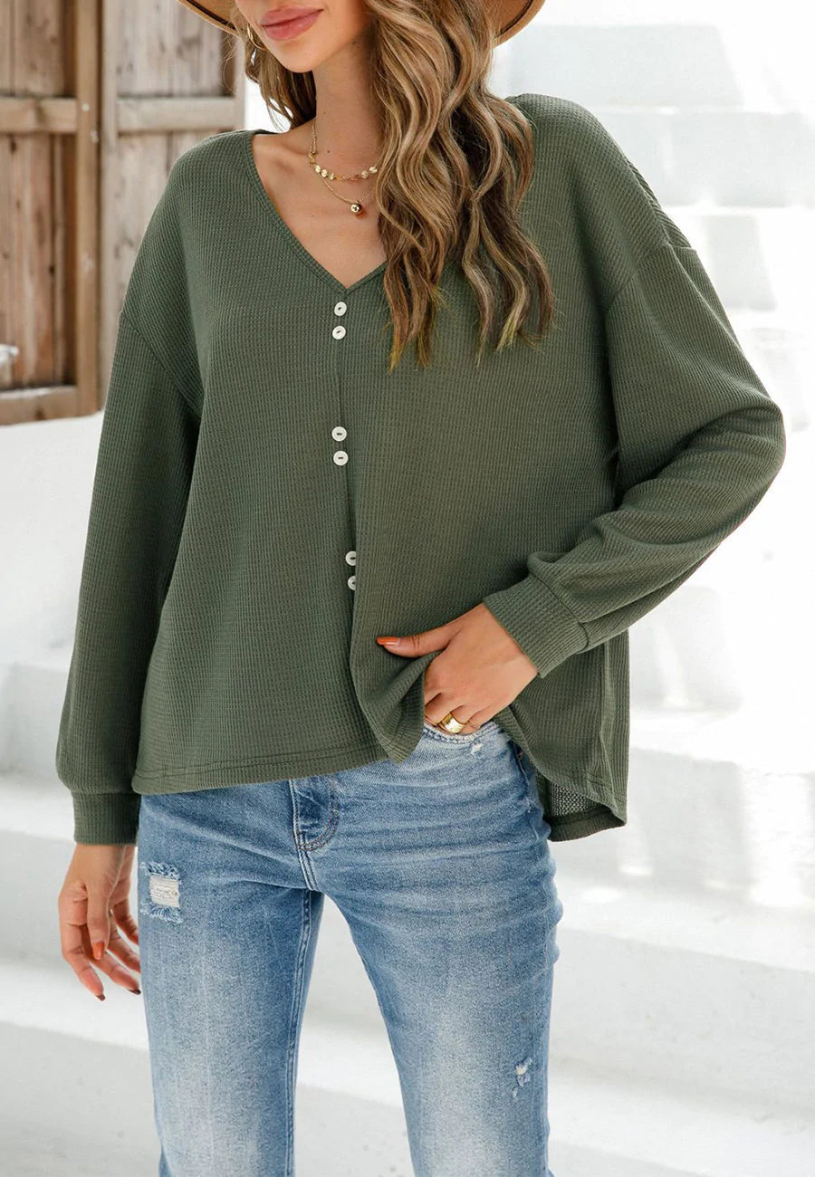 Unique Button Detail Sweater