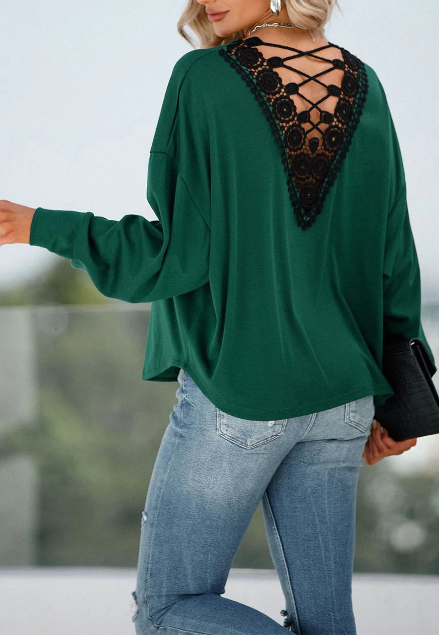 Criss Cross Lace Back Sweater