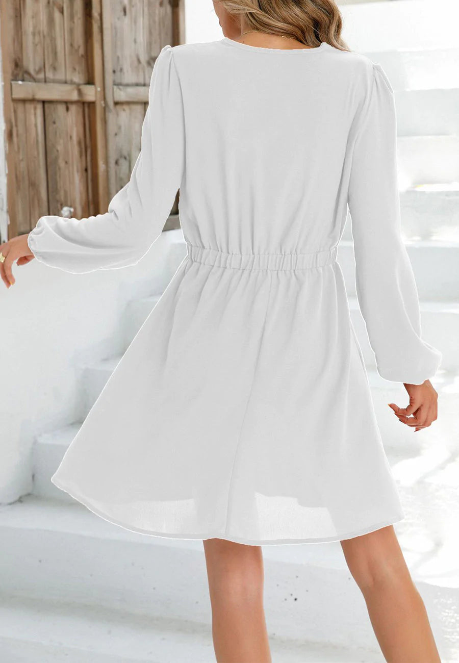 V Neck Crochet Trim Dress