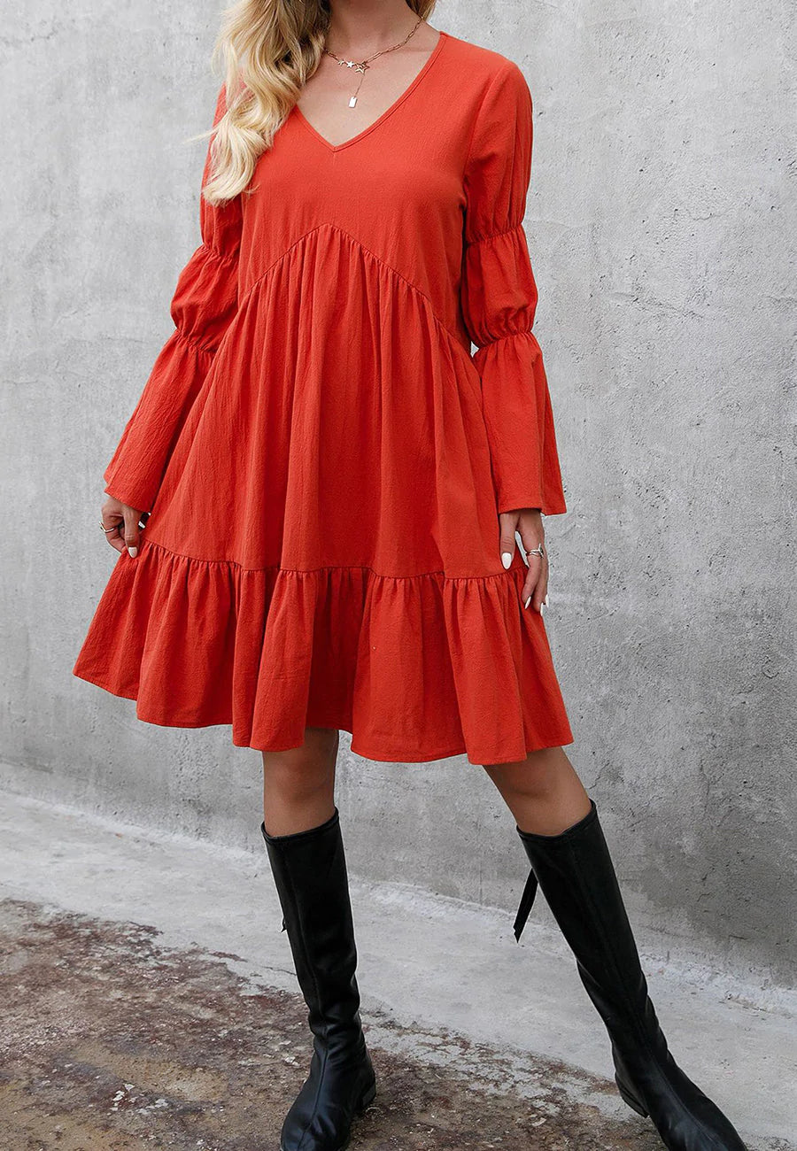 V Neck Marie Sleeves Dress