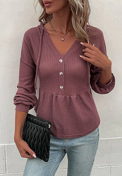 Hooded Peplum Knit Sweater