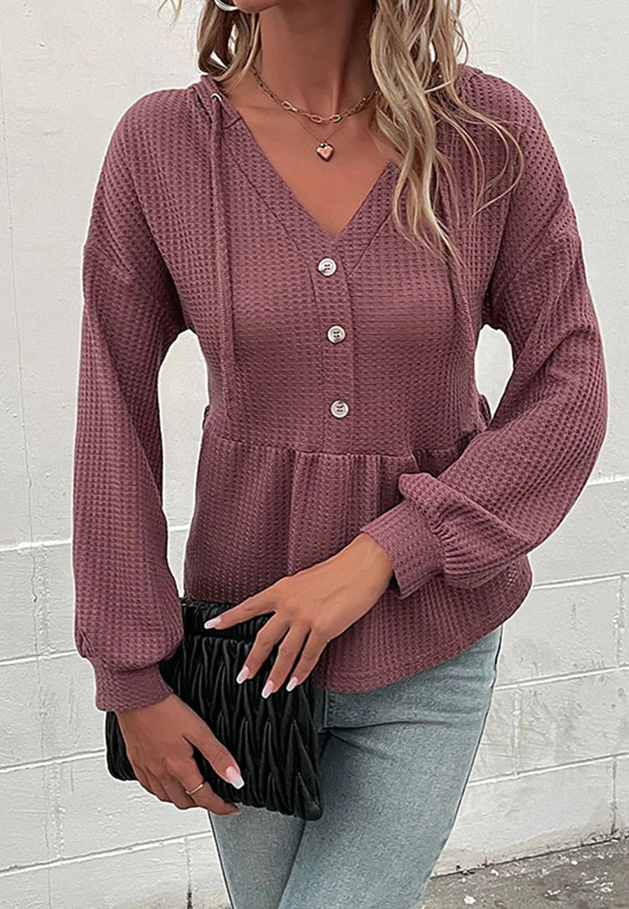 Hooded Peplum Knit Sweater