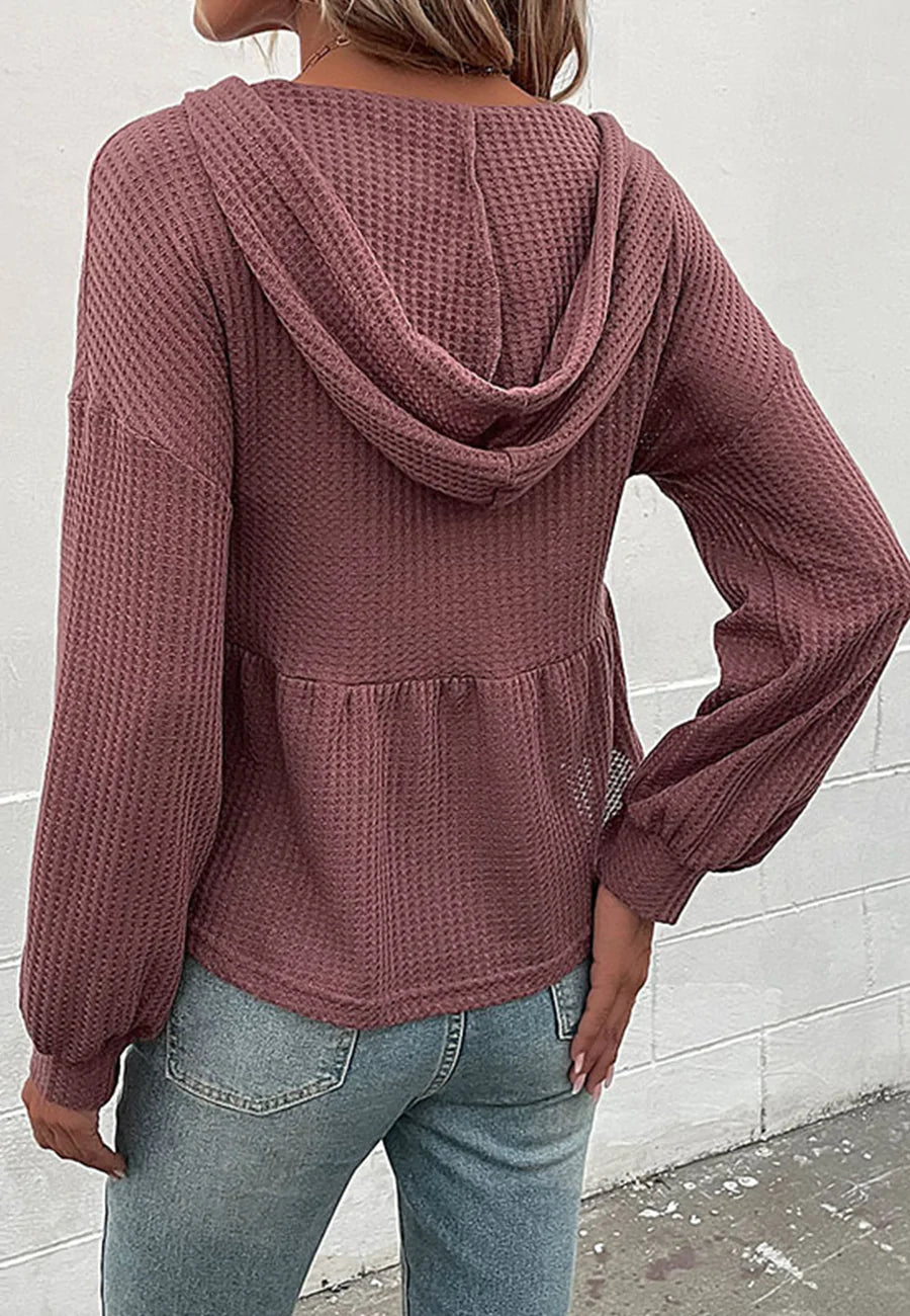 Hooded Peplum Knit Sweater