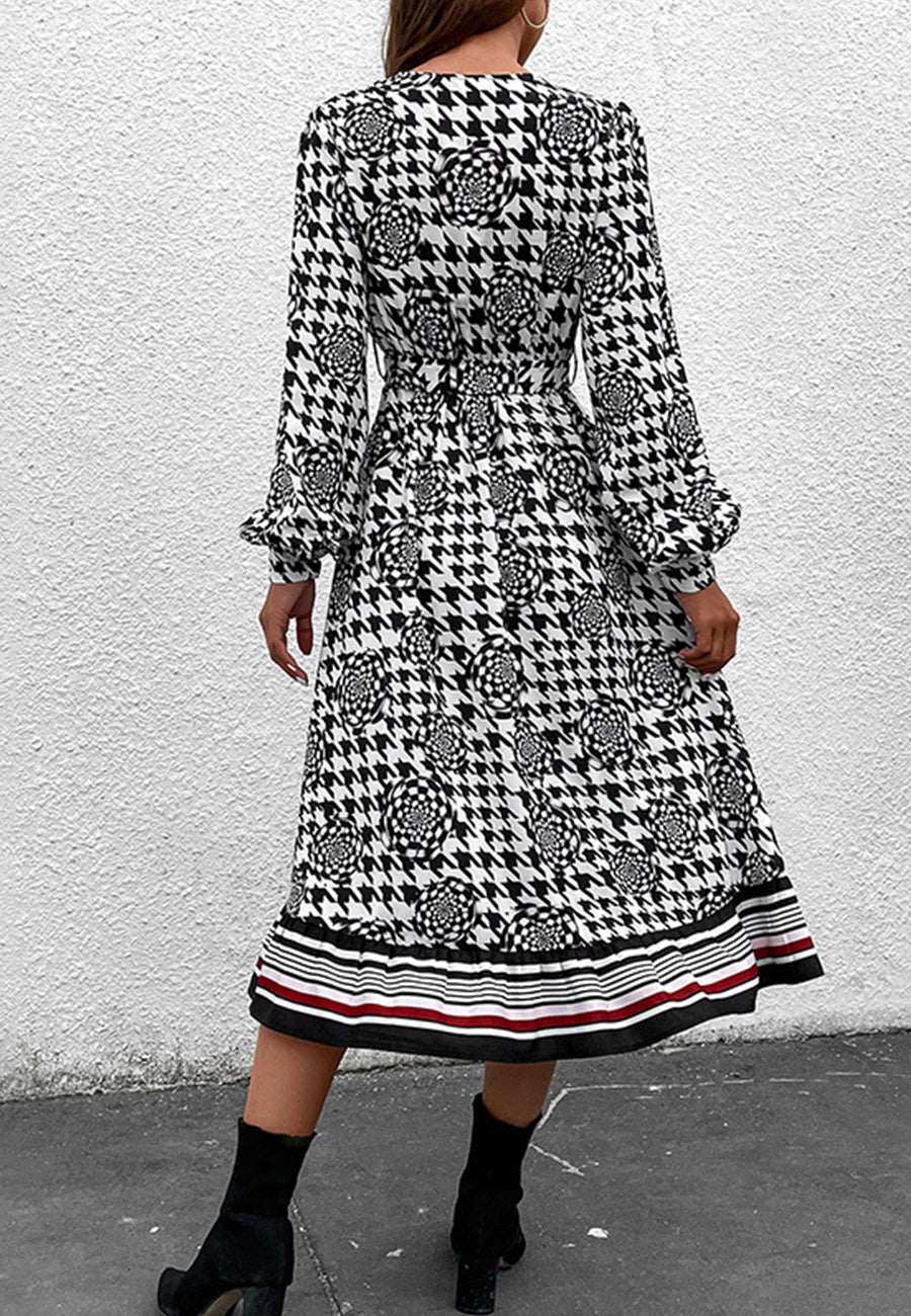 Abstract Houndstooth Print Dress