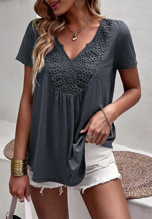 Lace Detail Flowy Shirt