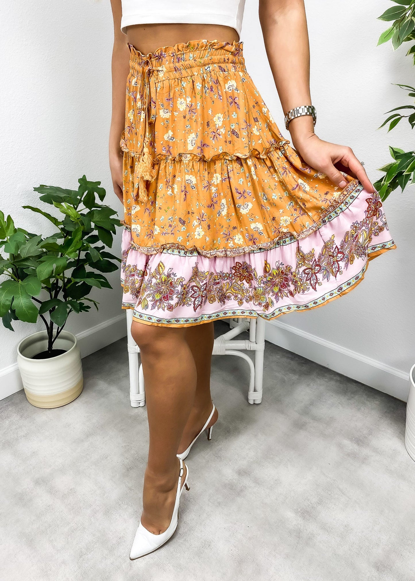 Bohemian Floral Print Skirt