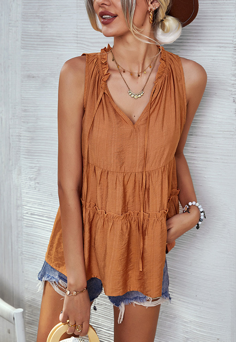 Solid Color Tiered Summer Top