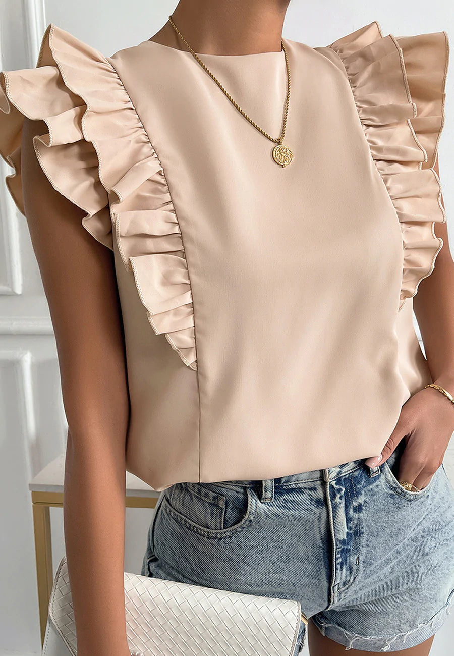 Ruffle Detail Tie Back Blouse